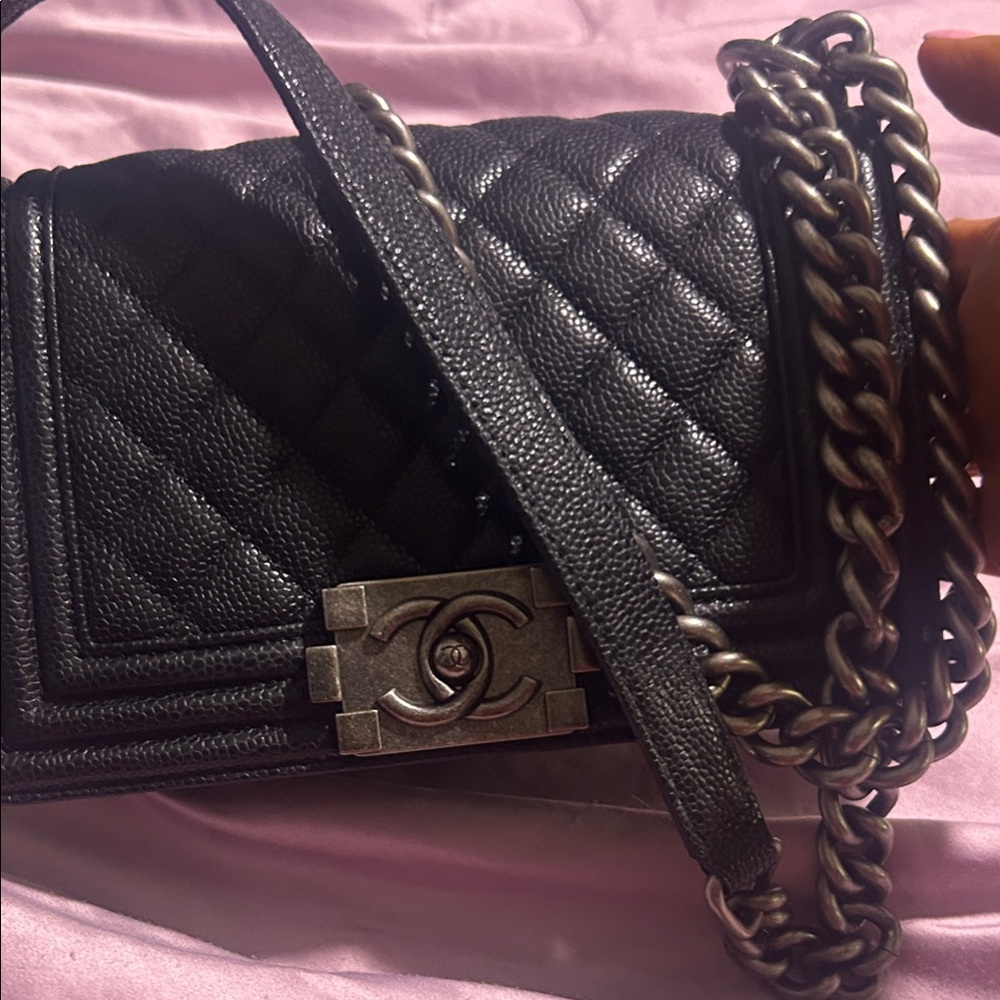 Chanel Black Quilted Crossbody Bag with Silver Chain